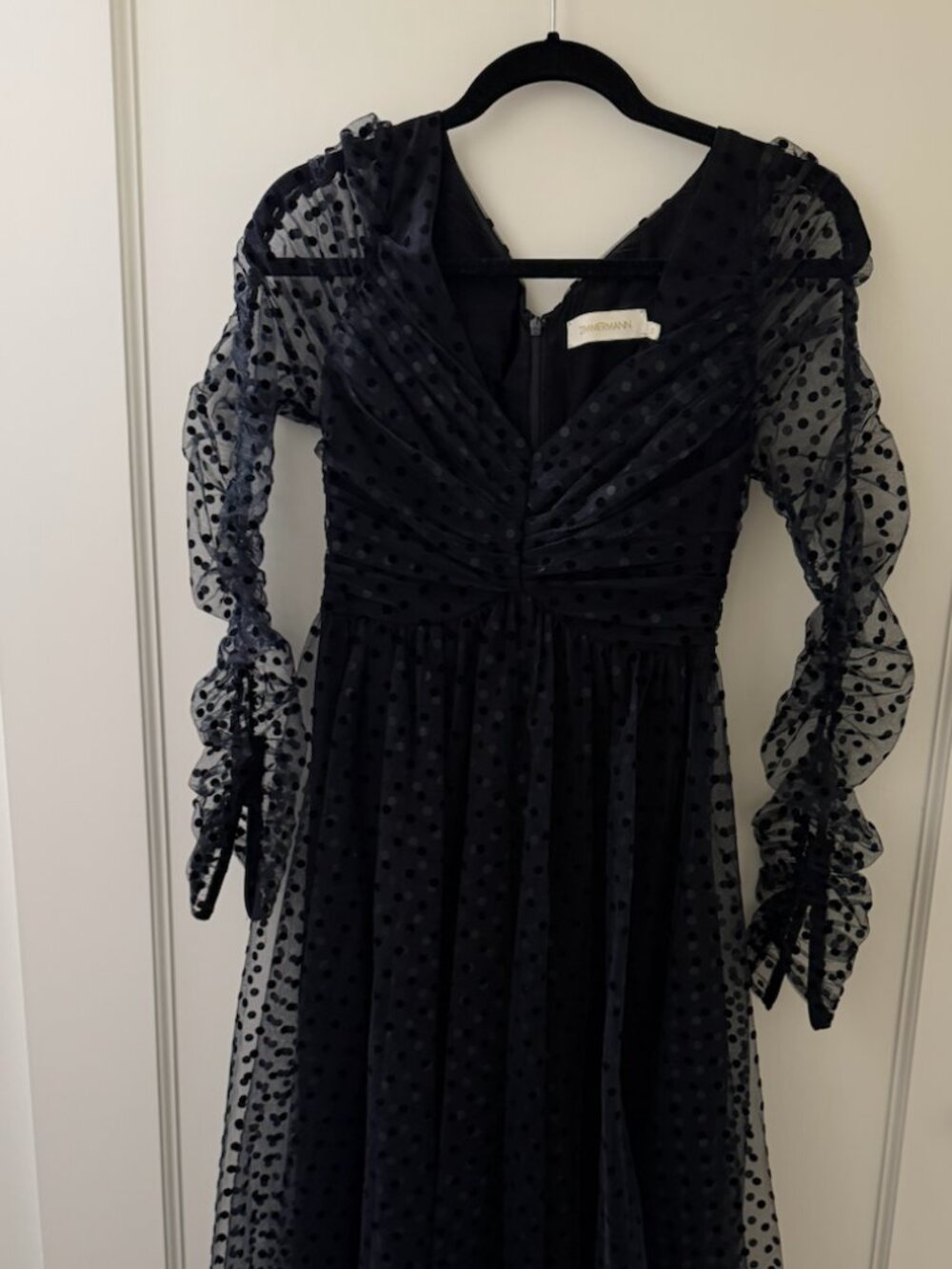 Zimmermann Black Dotted Tulle Midi dress
